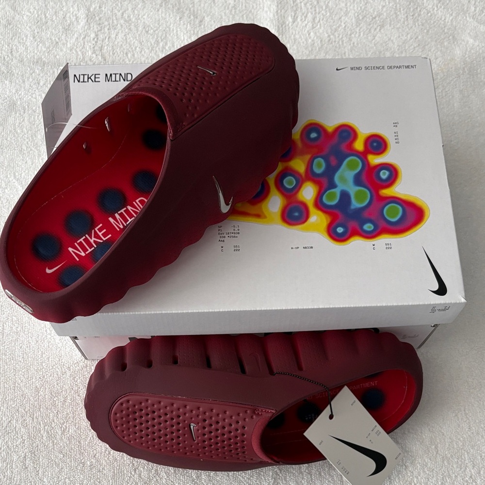 Nike Burgundy Slip-On Sandals